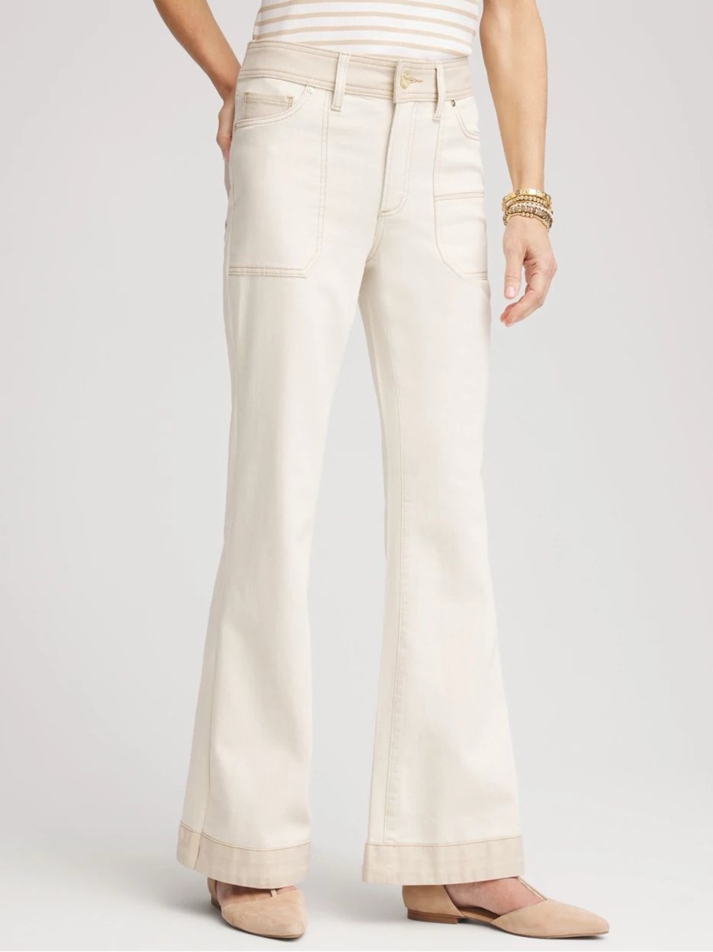 Chico’s Colorblock Wide Flare Jeans